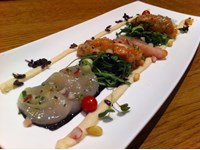 Carpaccio de St Jacques et saumon au citron vert et aneth